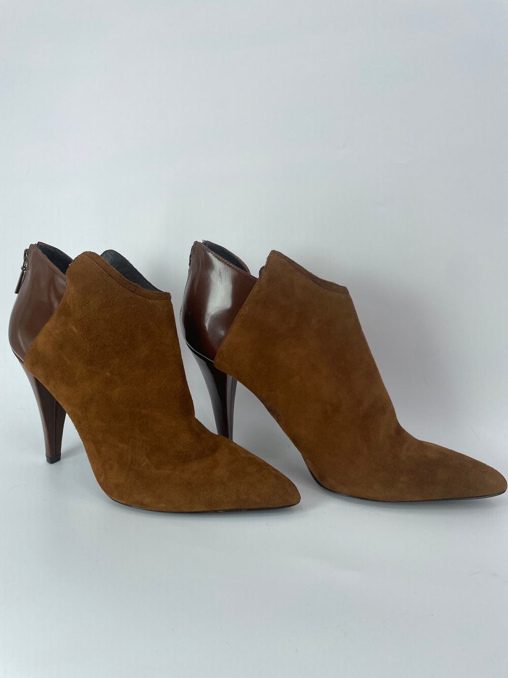 Pelle Moda Short Heeled Boots Two Tone Chestnut Size 11 Med